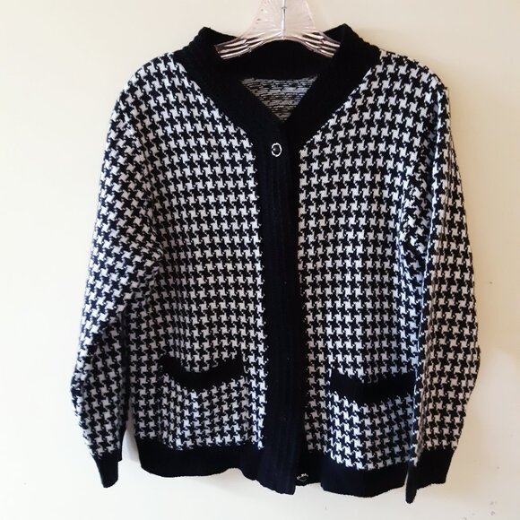 Houndstooth Knit Sweater Womens M - L - Picture 1 of 8